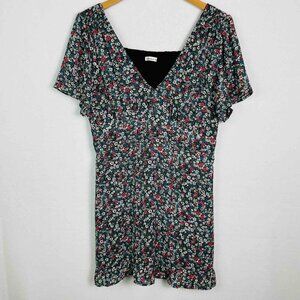 Abercrombie & Fitch Floral V-Neck Womens Mini Dress Size L